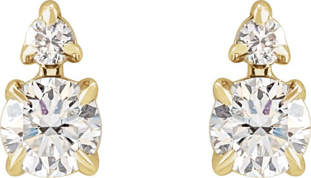 14K Gold Round Lab-Grown Diamond Earrings – 3.5-4.5mm Stones - Yellow Gold - view 2