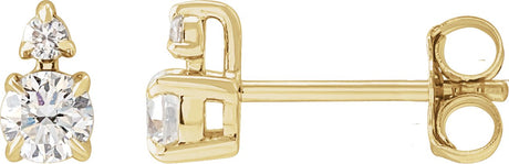 14K Gold Round Lab-Grown Diamond Earrings – 3.5-4.5mm Stones - Yellow Gold