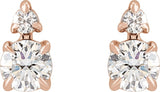 14K Gold Round Lab-Grown Diamond Earrings – 3.5-4.5mm Stones - Rose Gold - view 2
