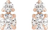 14K Gold Round Lab-Grown Diamond Earrings – 3.5-4.5mm Stones - Rose Gold - view 2