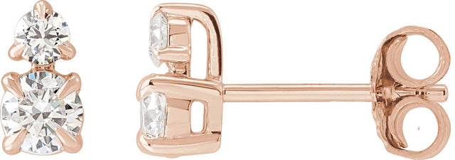 14K Gold Round Lab-Grown Diamond Earrings – 3.5-4.5mm Stones - Rose Gold
