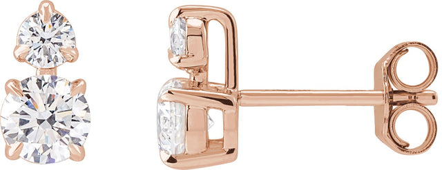 14K Gold Round Lab-Grown Diamond Earrings – 3.5-4.5mm Stones - Rose Gold