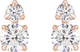 14K Gold Round Lab-Grown Diamond Earrings – 3.5-4.5mm Stones - Rose Gold - view 2
