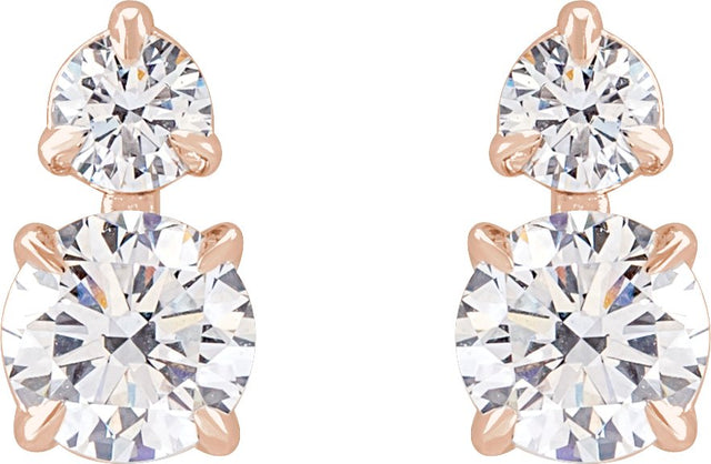 14K Gold Round Lab-Grown Diamond Earrings – 3.5-4.5mm Stones - Rose Gold - view 2