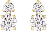 14K Gold Round Lab-Grown Diamond Earrings – 3.5-4.5mm Stones - Yellow Gold - view 2