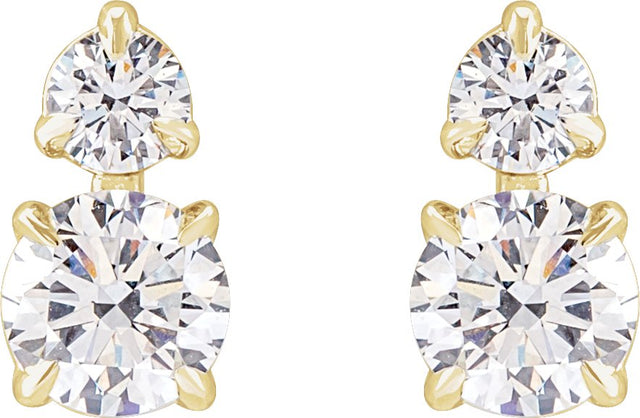 14K Gold Round Lab-Grown Diamond Earrings – 3.5-4.5mm Stones - Yellow Gold - view 2