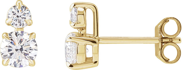 14K Gold Round Lab-Grown Diamond Earrings – 3.5-4.5mm Stones - Yellow Gold