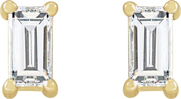 14K Gold Lab-Grown Diamond Straight Baguette 4-Prong Stud Earrings - Yellow Gold - view 4
