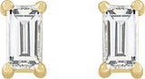 14K Gold Natural Diamond Straight Baguette 4-Prong Stud Earrings - Yellow Gold - view 4