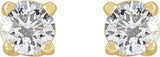 14K Gold Lab-Grown Diamond Round 4-Prong Stud Earrings - Yellow Gold - view 4