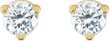 14K Gold Natural Diamond Round 3-Prong Stud Earrings - Yellow Gold - view 4