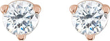 14K Gold Natural Diamond Round 3-Prong Stud Earrings - Rose Gold - view 4
