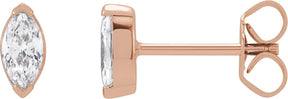 14K Gold Marquise Lab-Grown Diamond Stud Earrings - Rose Gold