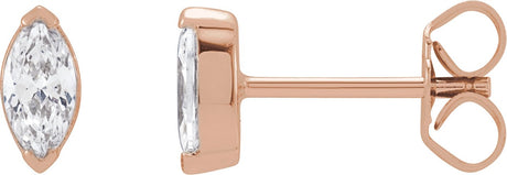 14K Gold Marquise Lab-Grown Diamond Stud Earrings - Rose Gold