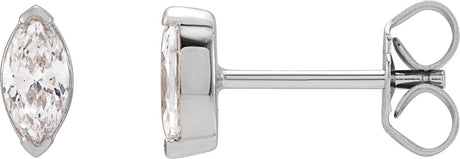 14K Gold Marquise Lab-Grown Diamond Stud Earrings - White Gold