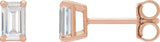 14K Gold Emerald Lab-Grown Diamond Stud Earrings - Rose Gold