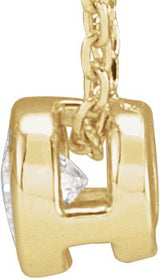 14K Gold Round Lab-Grown Diamond Solitaire Bezel-Set Necklace - Yellow Gold - view 4