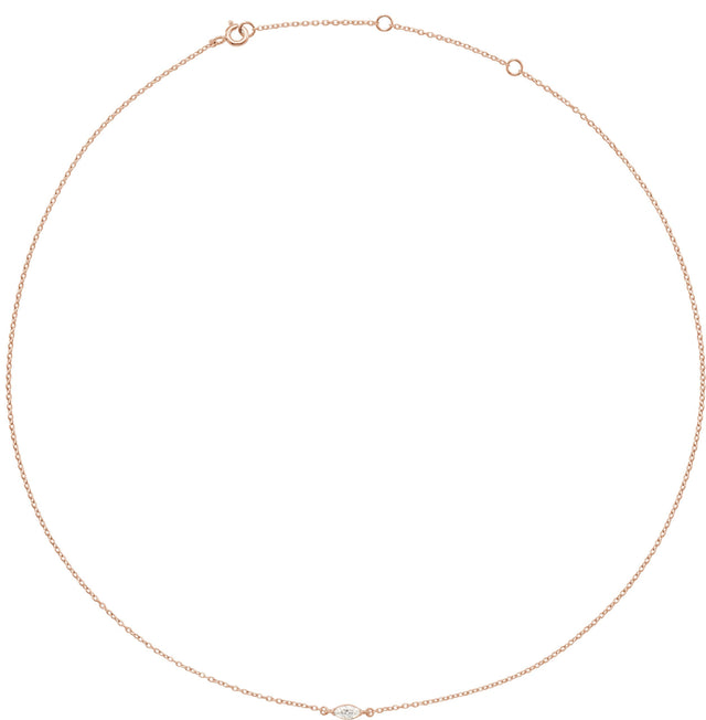 14K Gold Marquise Lab-Grown Diamond Necklace - Rose Gold