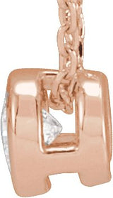 14K Gold Round Natural Diamond Solitaire Bezel-Set Necklace - Rose Gold - view 5