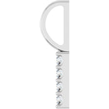 14K Gold Round Natural Diamond Vertical Bar Necklace or Pendant - White Gold - view 6