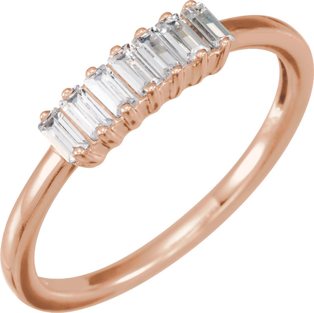 14K Gold Lab-Grown Diamond Straight Baguette Ring - Rose Gold