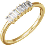 14K Gold Lab-Grown Diamond Straight Baguette Ring - Yellow Gold