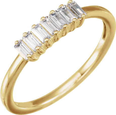 14K Gold Lab-Grown Diamond Straight Baguette Ring - Yellow Gold