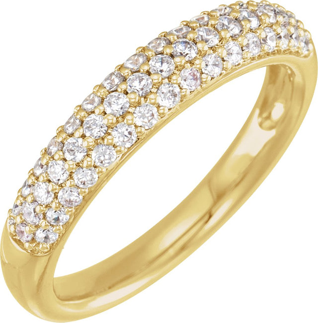 14K Gold Round Lab-Grown Diamond Accented Dome Ring - Yellow Gold
