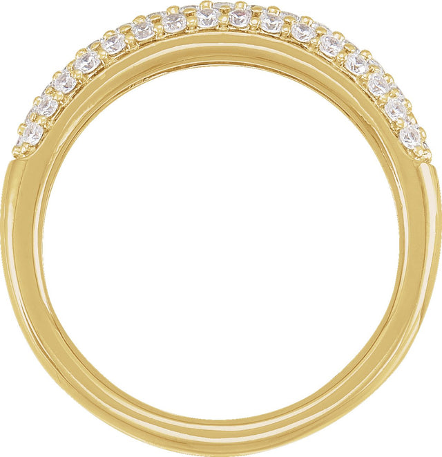 14K Gold Round Lab-Grown Diamond Accented Dome Ring - Yellow Gold - view 2