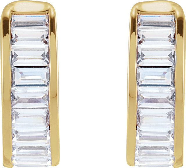 14K Gold Straight Baguette Lab-Grown Diamond Ear Cuff - Yellow Gold - view 2