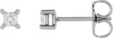 14K Gold Square Lab-Grown Diamond Stud Earrings - White Gold