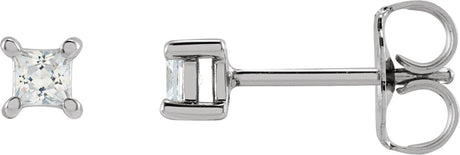 14K Gold Square Lab-Grown Diamond Stud Earrings - White Gold
