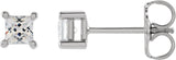 14K Gold Square Lab-Grown Diamond Stud Earrings - White Gold