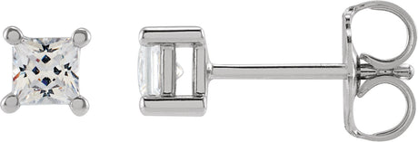 14K Gold Square Lab-Grown Diamond Stud Earrings - White Gold