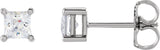 14K Gold Square Lab-Grown Diamond Stud Earrings - White Gold