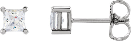 14K Gold Square Lab-Grown Diamond Stud Earrings - White Gold