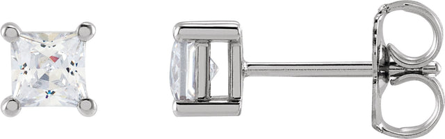 14K Gold Square Lab-Grown Diamond Stud Earrings - White Gold