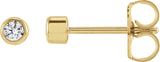 14K Gold Lab-Grown Diamond Round Bezel-Set Stud Earrings – 2.5-4mm Stones - Yellow Gold