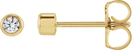 14K Gold Lab-Grown Diamond Round Bezel-Set Stud Earrings – 2.5-4mm Stones - Yellow Gold