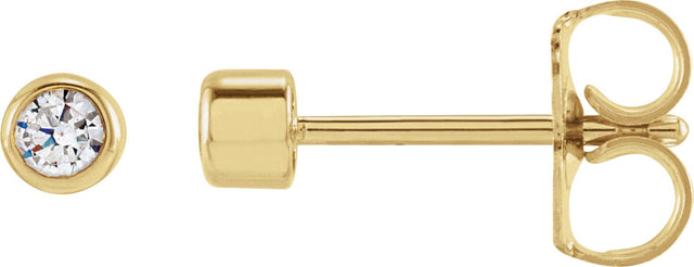 14K Gold Lab-Grown Diamond Round Bezel-Set Stud Earrings – 2.5-4mm Stones - Yellow Gold