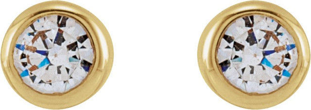 14K Gold Lab-Grown Diamond Round Bezel-Set Stud Earrings – 2.5-4mm Stones - Yellow Gold - view 2