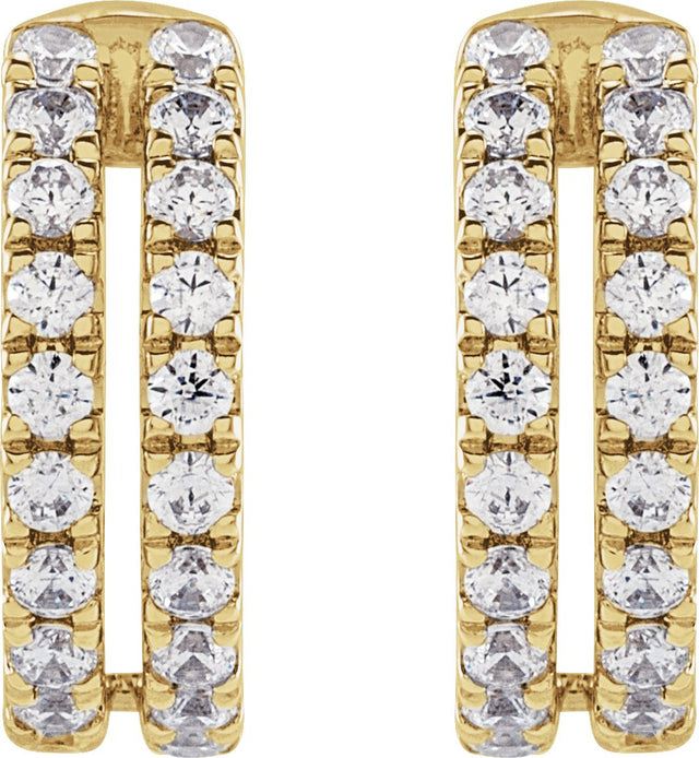 14K Gold Round Lab-Grown Diamond Negative Space Ear Cuff - Yellow Gold - view 2