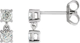 14K Gold Round Lab-Grown Diamond Two-Stone Earrings - White Gold