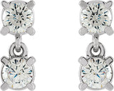14K Gold Round Lab-Grown Diamond Two-Stone Earrings - Rose Gold - view 3