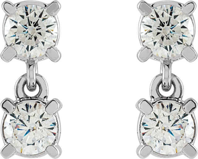 14K Gold Round Lab-Grown Diamond Two-Stone Earrings - Rose Gold - view 3