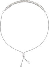 14K Gold Round Lab-Grown Diamond Bolo Bracelet - White Gold