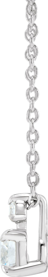 14K Gold Round Lab-Grown Diamond Accented Claw-Prong Necklace - White Gold - view 2