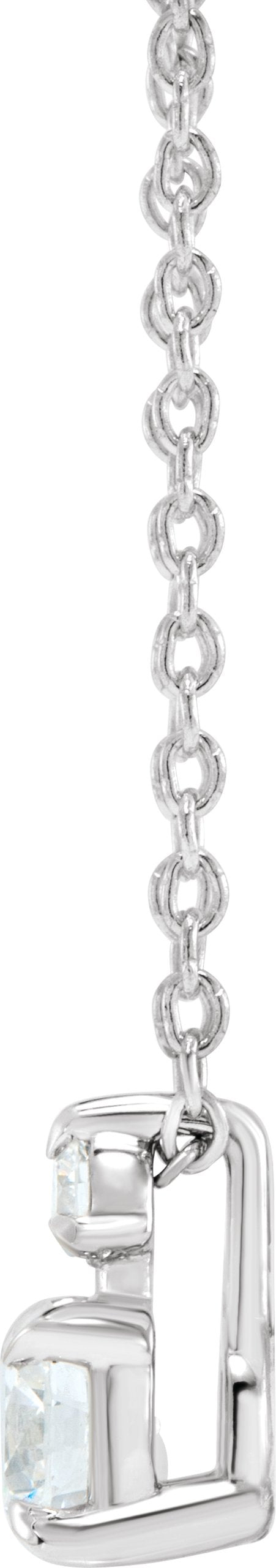14K Gold Round Lab-Grown Diamond Accented Claw-Prong Necklace - White Gold - view 2