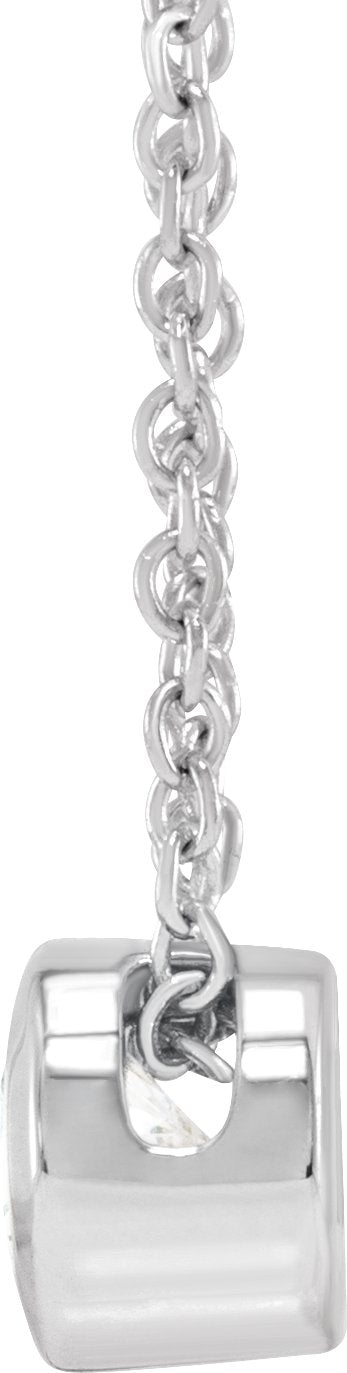 14K Gold Round Lab-Grown Diamond Bezel-Set Solitaire Necklace – 4-6.5mm Stones - White Gold - view 2