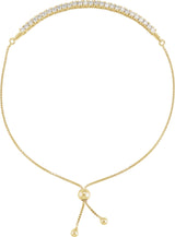14K Gold Round Lab-Grown Diamond Bolo Bracelet - Yellow Gold